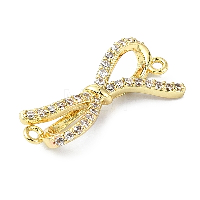 Rack Plating Brass Pave Clear Cubic Zirconia Bowknot Links KK-M282-30G-1
