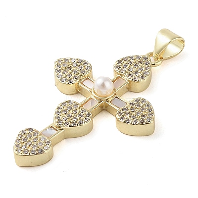 Brass Micro Pave Clear Cubic Zirconia Pendants KK-Q813-16I-G-1