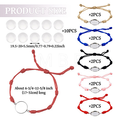 10Pcs 5 Colors DIY Blank Dome Braided Nylon Threads Adjustable Link Bracelet Makings Kits AJEW-TA00026-1