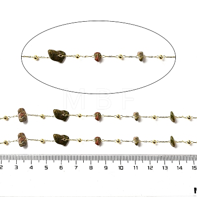 Handmade Natural Unakite Chip Beaded Chains CHC-F020-09G-01-1