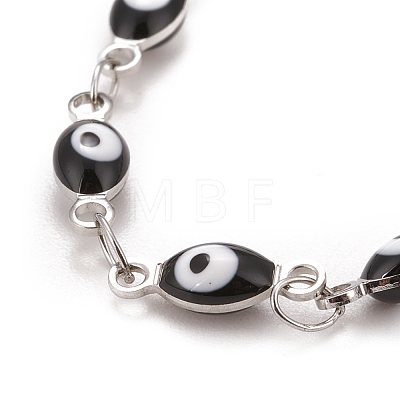 Enamel Horse Eye Link Chains Bracelet BJEW-P271-05P-04-1