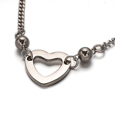 Heart 304 Stainless Steel Necklaces SJEW-F049-05-1