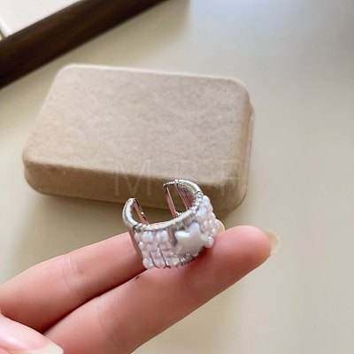 Alloy & Plastic Pearl Cuff Open Rings for Women WGF0041-02-1