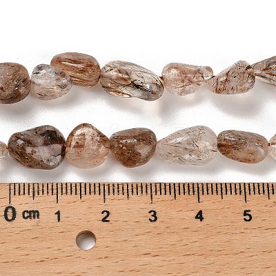 Natural Black Gold Rutilated Quartz Beads Strands G-P497-01E-75-1