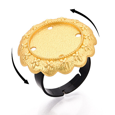 Adjustable Flower Alloy & Iron Bezel Cup Ring Base with Rotatable Tray MAK-T012-06G-1