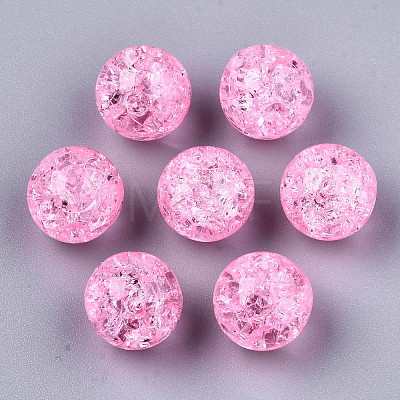 Transparent Crackle Acrylic Round Beads Strands X-CCG-R002-12mm-05-1