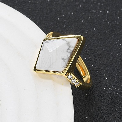 Rhombus Natural Howlite Finger Rings RJEW-B113-01G-01-1