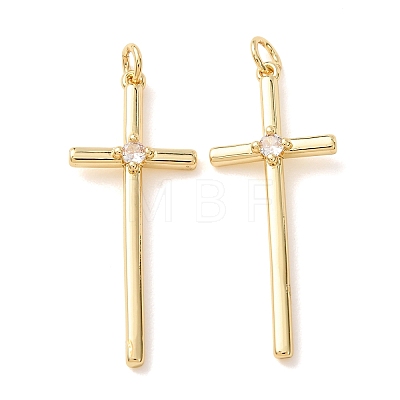 Brass Pave Clear Cubic Zirconia Pendants CU-CBA2907-01C-G-1