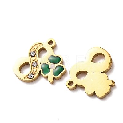 304 Stainless Steel Enamel & Rhinestone Pendants STAS-B130-01G-8-1