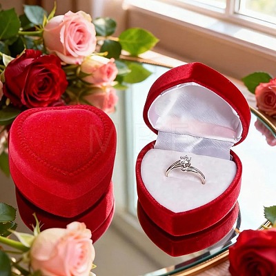 Valentine's Day Velvet Ring Storage Boxes AJEW-CL0004-89B-1
