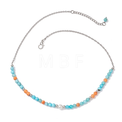 3Pcs 3 Colors Dyed Round Natural Persian Jade Beaded Nekclaces NJEW-JN05624-1
