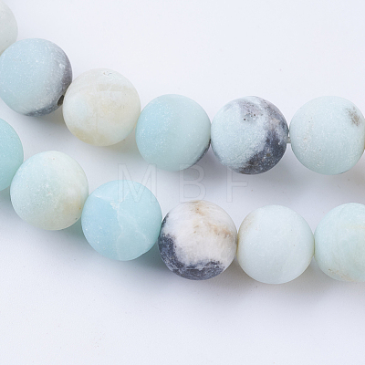 Frosted Natural Flower Amazonite Round Bead Strands X-G-E334-6mm-09-1