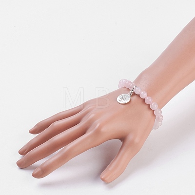 Natural Rose Quartz Stretch Bracelets BJEW-JB03771-04-1