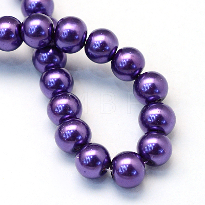 Baking Painted Pearlized Glass Pearl Round Bead Strands HY-Q003-4mm-76-1