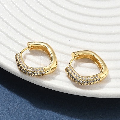 Brass Micro Pave Clear Cubic Zirconia Hoop Earrings EJEW-C182-07A-G-1