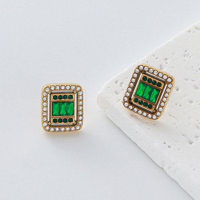 304 Stainless Steel Rhinestone Stud Earrings for Women DD3095-3-1