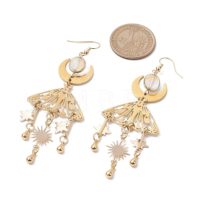 201 Stainless Steel Moth Pendants Dangle Earrings EJEW-TA00451-1