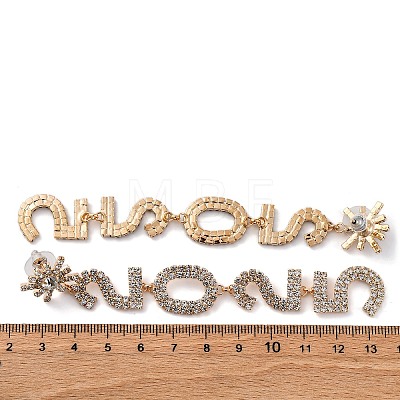 Brass Rhinestone Stud Earrings EJEW-Q012-02G-1