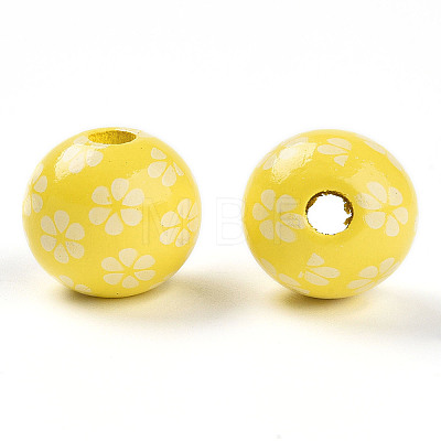 Easter Theme Printed Wood Beads WOOD-T032-22M-1