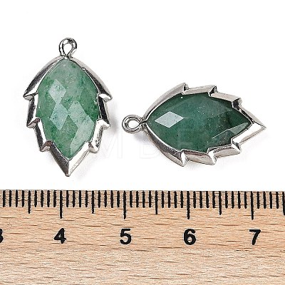 Natural Green Strawberry Quartz Faceted Leaf Pendants G-I375-04P-15-1