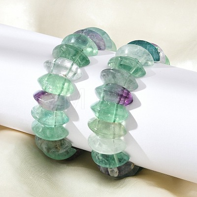 Bicone Natural Fluorite Beads Stretch Bracelets for Women Men BJEW-C097-05H-1