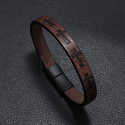 Cross Imitation Leather Flat Cord Bracelet LS-PW-WG11142-02-1