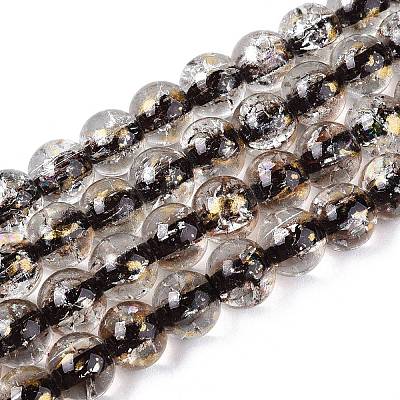 Crackle Transparent Glass Beads Strands GLAA-N030-8mm-01B-1