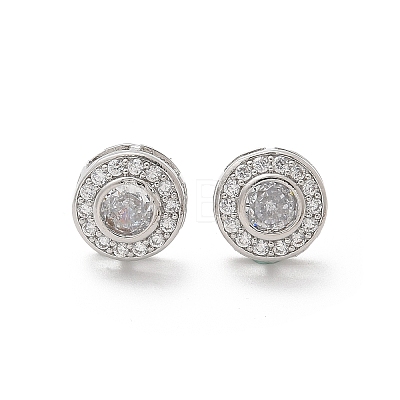 Brass Micro Pave Clear Cubic Zirconia Stud Earrings X-EJEW-Q015-10P-1