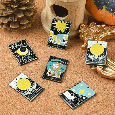 10Pcs 5 Styles Printed Acrylic Pendants OACR-CJ0001-30-1