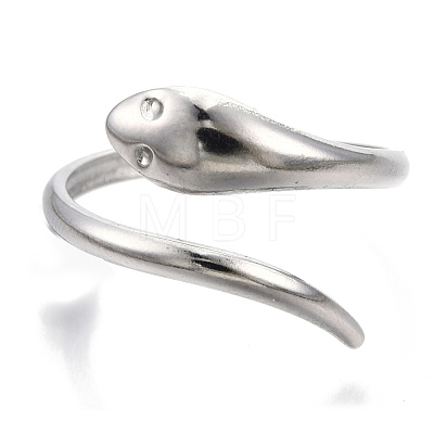 304 Stainless Steel Snake Cuff Ring RJEW-N038-113P-1