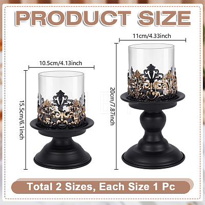 Iron Glass Candle Holder AJEW-WH0796-88B-1
