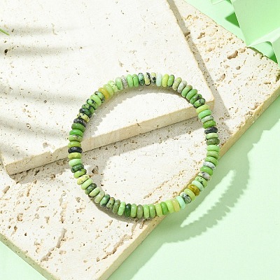 Natural Serpentine Jade Flat Round Beaded Stretch Bracelets BJEW-JB09439-1