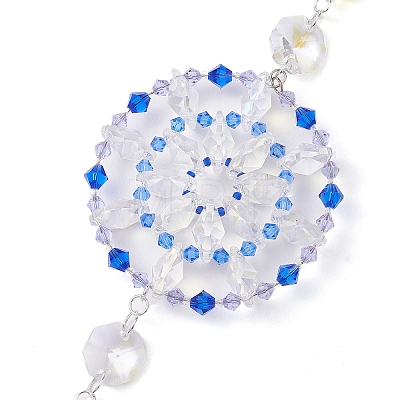 Glass Beaded Flower Hanging Ornaments HJEW-TA00187-1