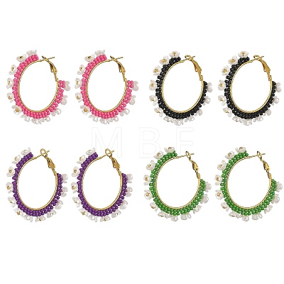 Glass Hoop Earrings EJEW-MZ00827-1