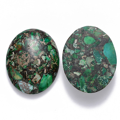 Synthetic Gold Line Imperial Jasper Cabochons G-R457-02E-1
