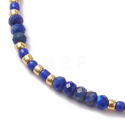 Bohemian Style Natural Lapis Lazuli & Glass Braided Bead Bracelet BJEW-JB10136-04-1