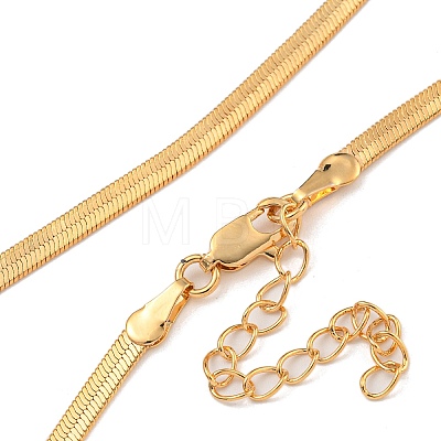 Brass Flat Snake Chain Necklaces for Women NJEW-U011-14G-1