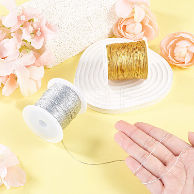 2 Rolls 2 Colors 6-Ply Round PET Metallic Thread MCOR-TA0001-03B-1
