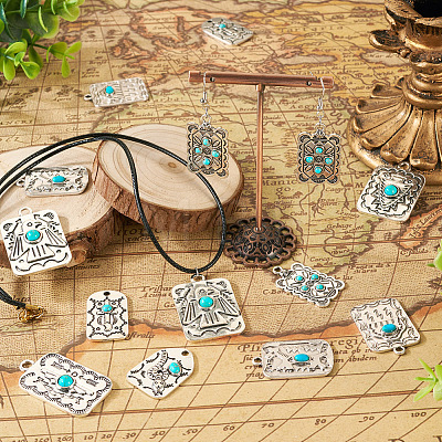 16Pcs 8 Styles Synthetic Turquoise Pendants FIND-TA0003-26-1