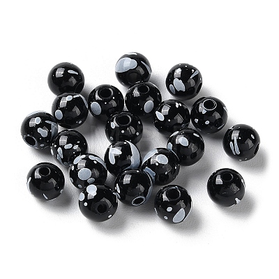 Printed Opaque Acrylic Round Beads ACRP-P001-01A-02-1