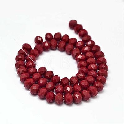 Faceted Rondelle Glass Beads Strands X-GLAA-I033-8mm-11-1