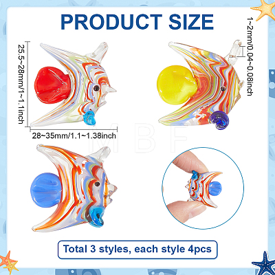 12Pcs 3 Colors Glass Pendants FIND-OC0014-31-1