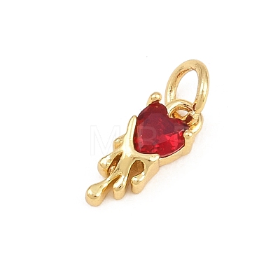Valentine's Day Brass Micro Pave Red Cubic Zirconia Pendants KK-E798-10C-G-1