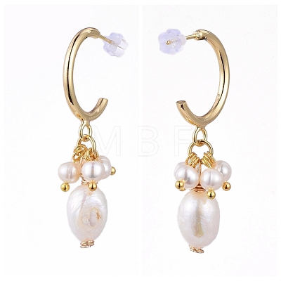 Brass Half Hoop Earrings EJEW-JE04159-1