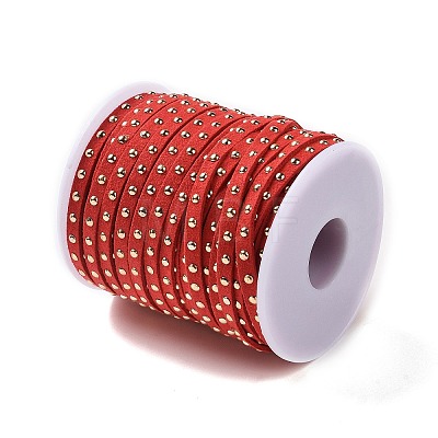 Golden Aluminum Studded Faux Suede Cord LW-WH0006-01B-1