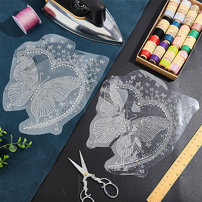 Butterfly Glitter Hotfix Resin Rhinestone DIY-WH0899-976-1