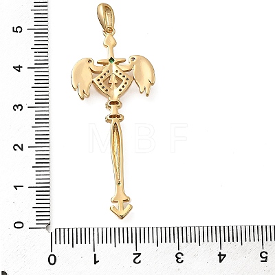 Brass Micro Pave Cubic Zirconia Big Pendants KK-B147-04G-11-1