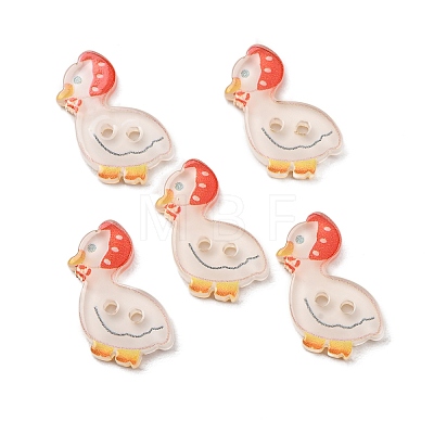 2-Hole Printed Transparent Resin Buttons RE-CBA858C-21-1
