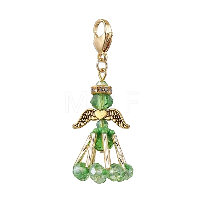 Glass Seed Beaded Angel Pendant Decoration HJEW-MZ00159-04-1