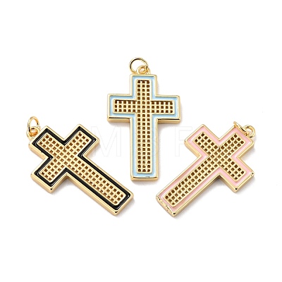 Eco-friendly Brass Enamel Pendants KK-D066-03G-RS-1